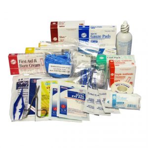 ANSI Basic Industrial First Aid Kit Refill Kit - view of refill kit product content spread out.